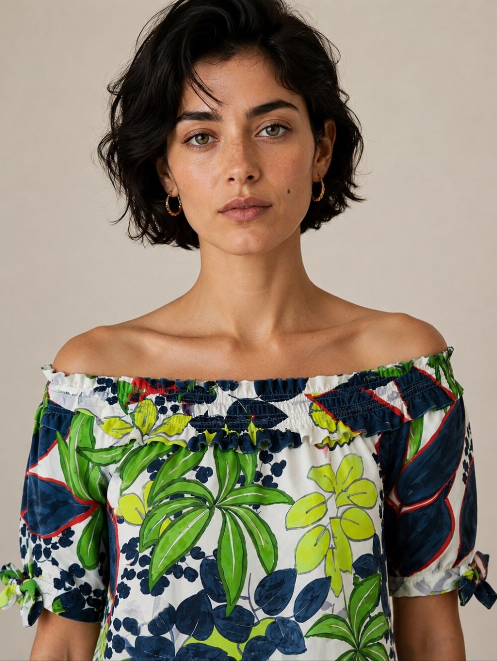 LUISA CERANO OFF SHOULDERS FLORAL BLOUSE SIZE MEDIUM